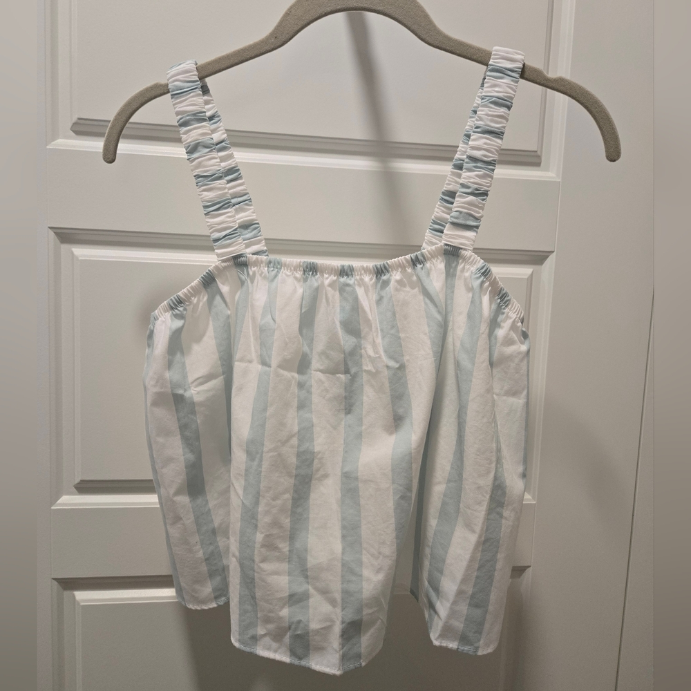 Abercrombie & Fitch Striped White and Blue Women's Top